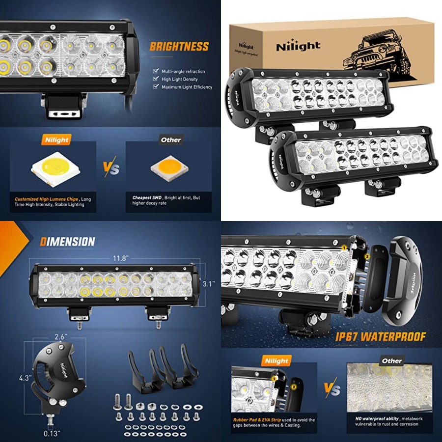 Led Work Light Bar 12 Inch Offroad - Светодиодная балка 2 шт., 12 дюймов,