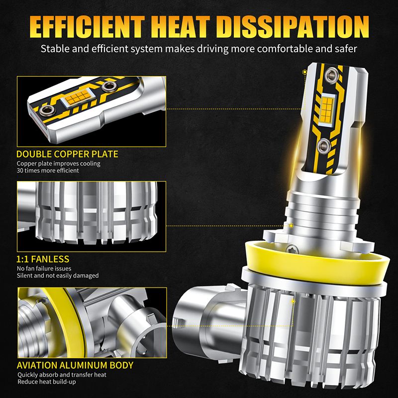 AILEO 2 шт. H11 LED H8 LED HB4 – обзор и цена Led Fog Light H11 3000K Yellow