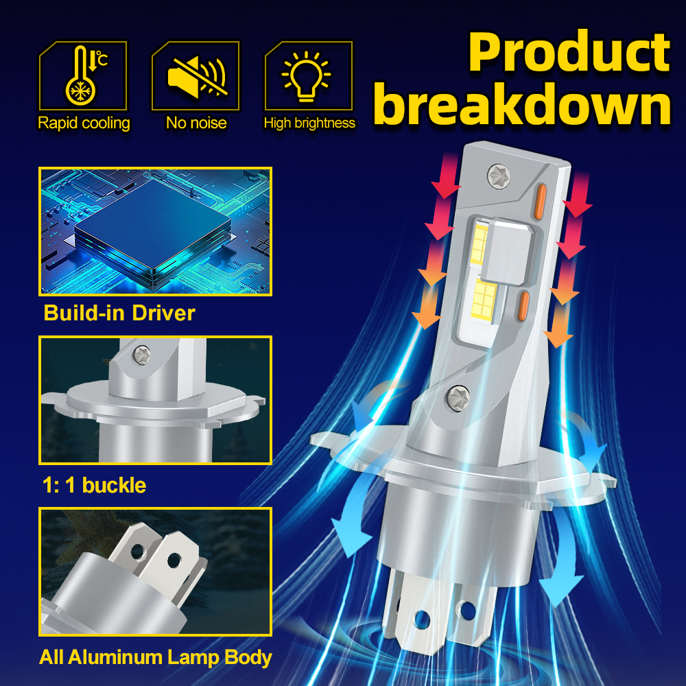 1/2 шт. H4 светодиодная лампа  – обзор и цена Motorcycle Led Headlight Bulb H4
