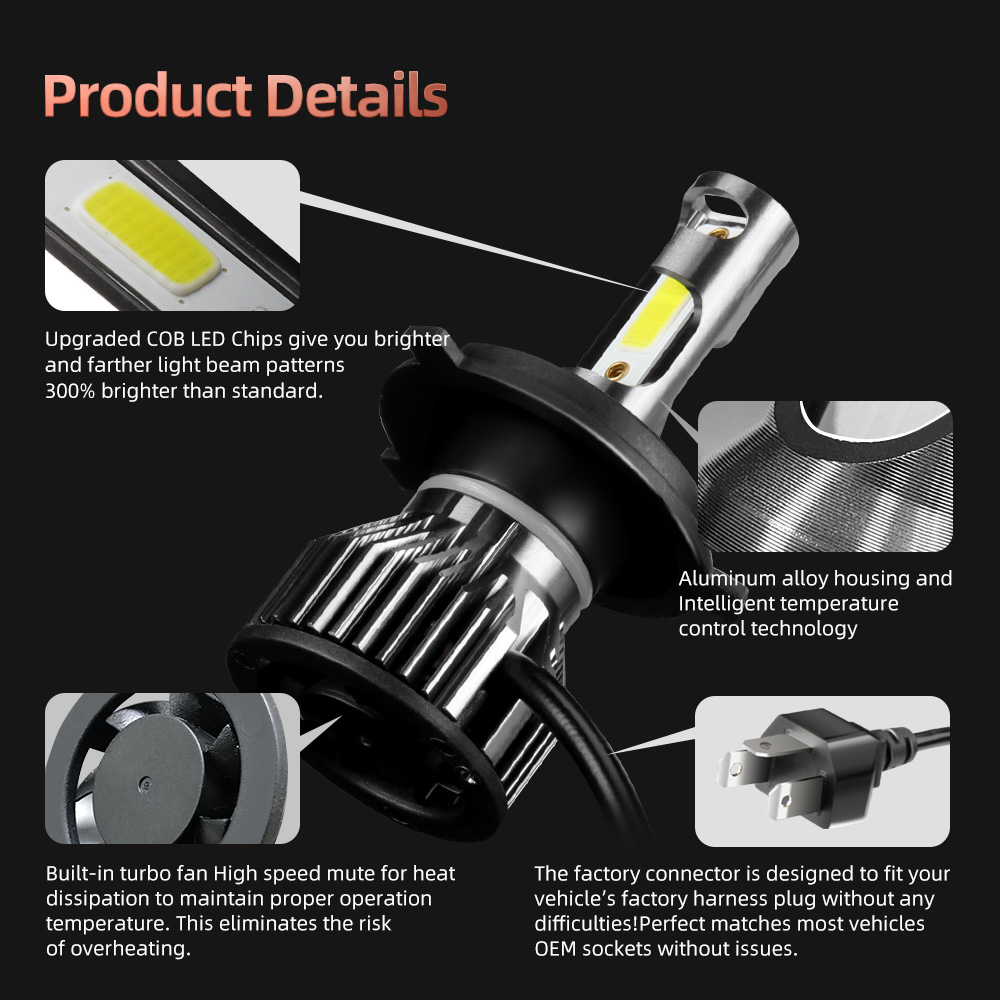 Лампа для мотоциклетной фары с – обзор и цена Motorcycle Led Headlight Bulb H4