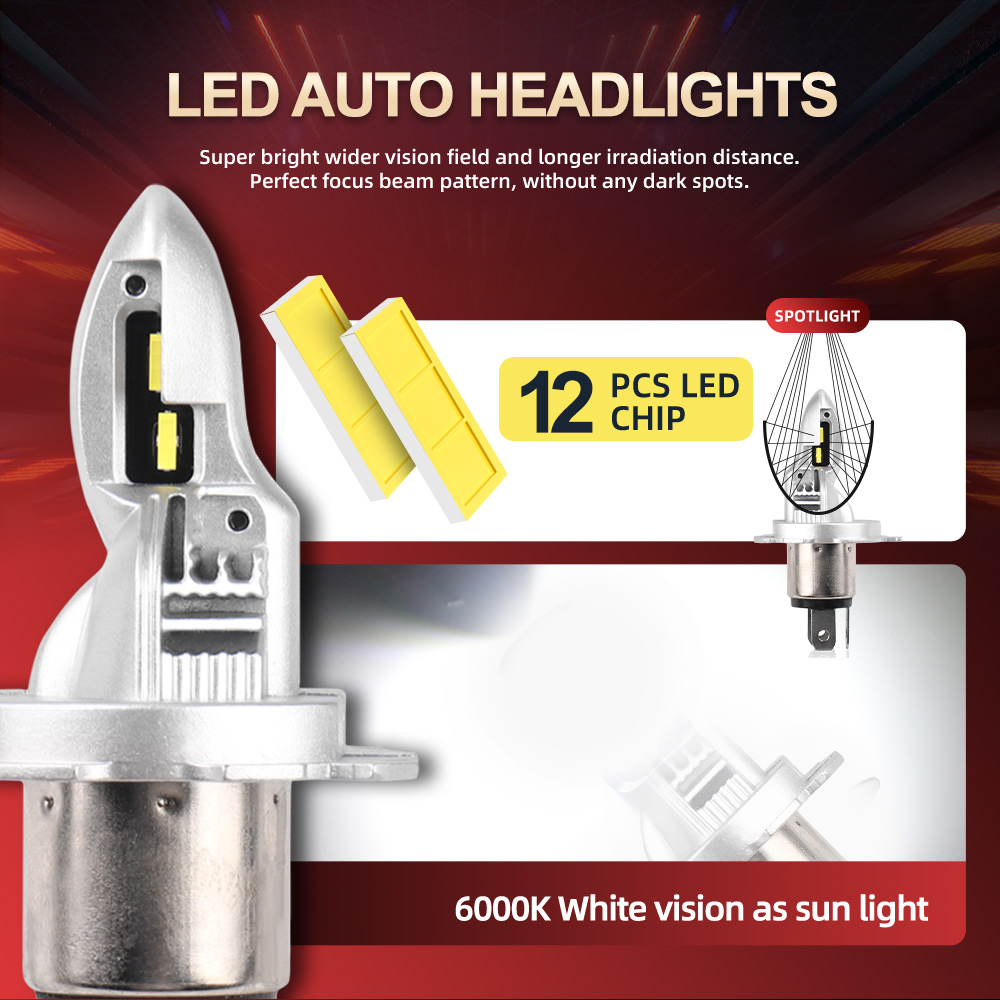 1 шт., лампа для фар мотоцикла – обзор и цена Motorcycle Led Headlight Bulb H4