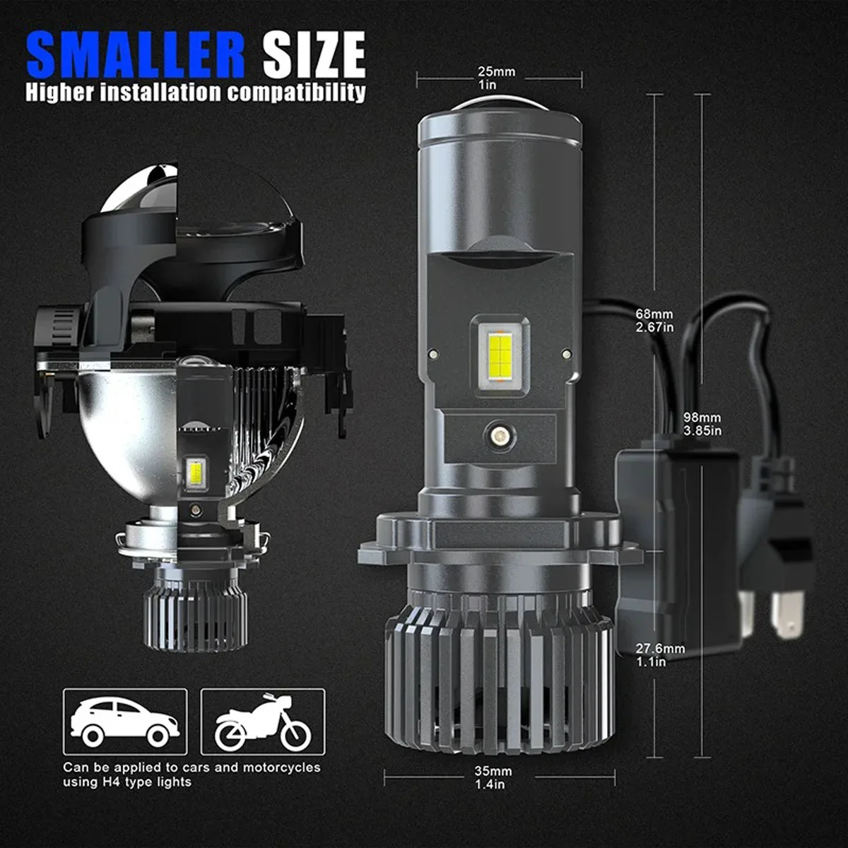 Светодиодные автомобильные фар – обзор и цена Led Headlight H4 Hi Lo 120W