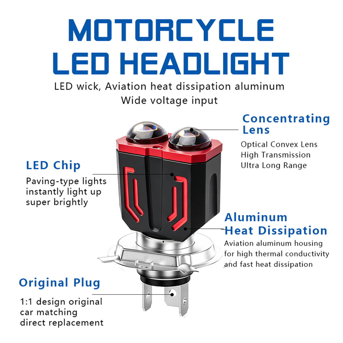 KEVANLY 1x H4 BA20D H6 LED лам – обзор и цена Motorcycle Led Headlight Bulb H4