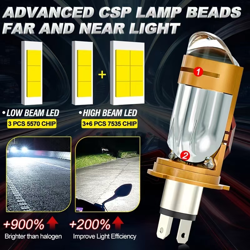 CAMOTO Двухсветодиодный линзов – обзор и цена Motorcycle Led Headlight Bulb H4