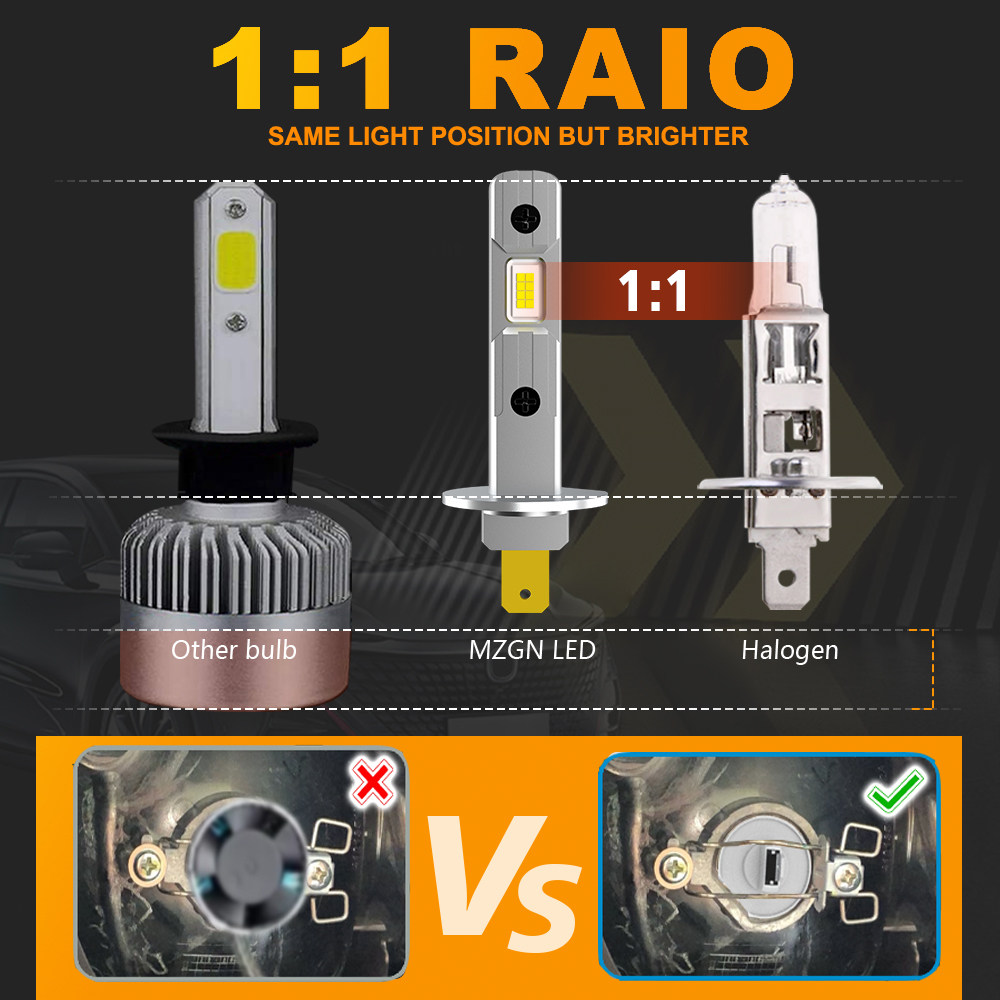 MZGN 2 шт. 6500 лм H1 лампа дл – обзор и цена Led Headlight 6500K White 12000Lm
