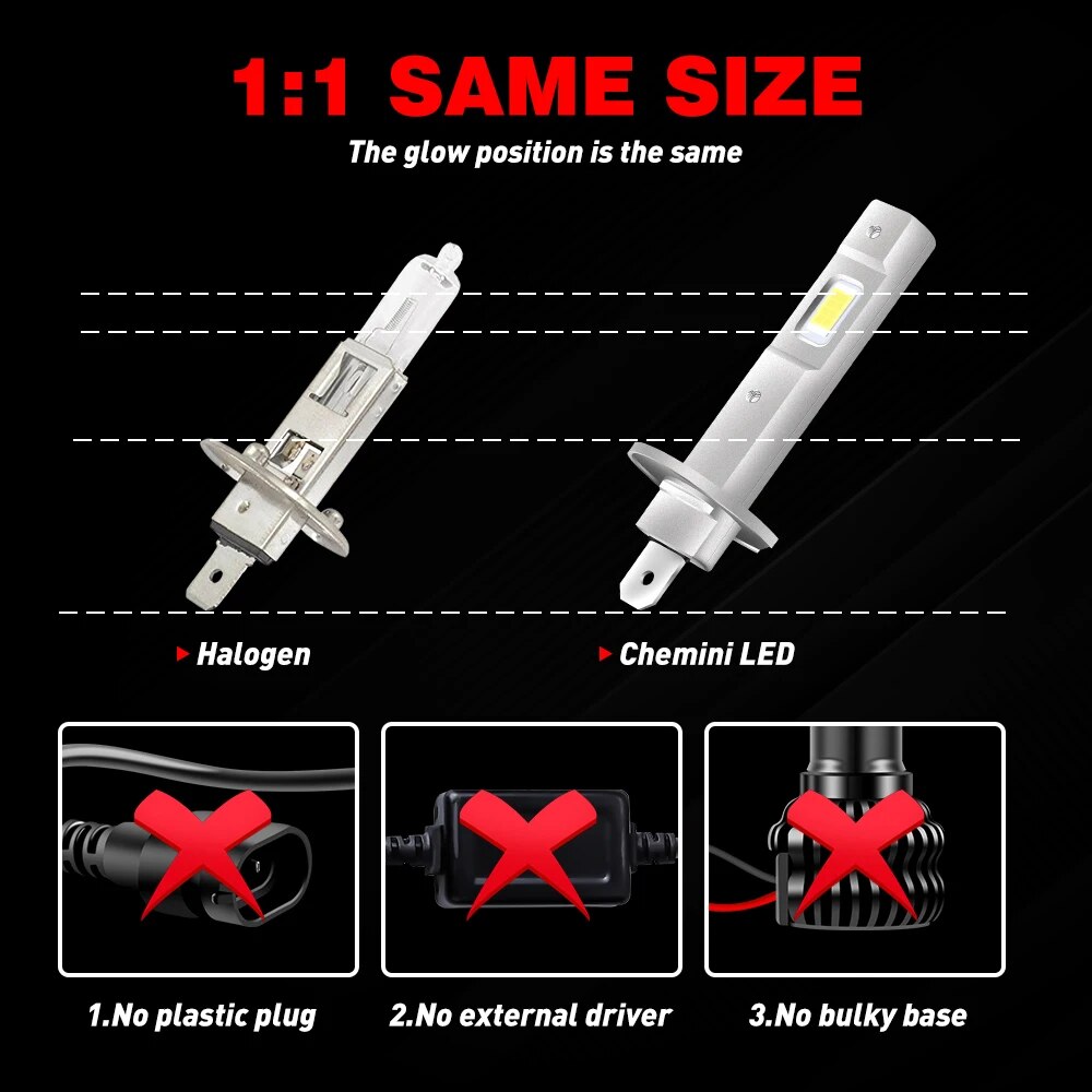 2 шт. 1: 1 автомобильная свето – обзор и цена Led Headlight 6500K White 12000Lm
