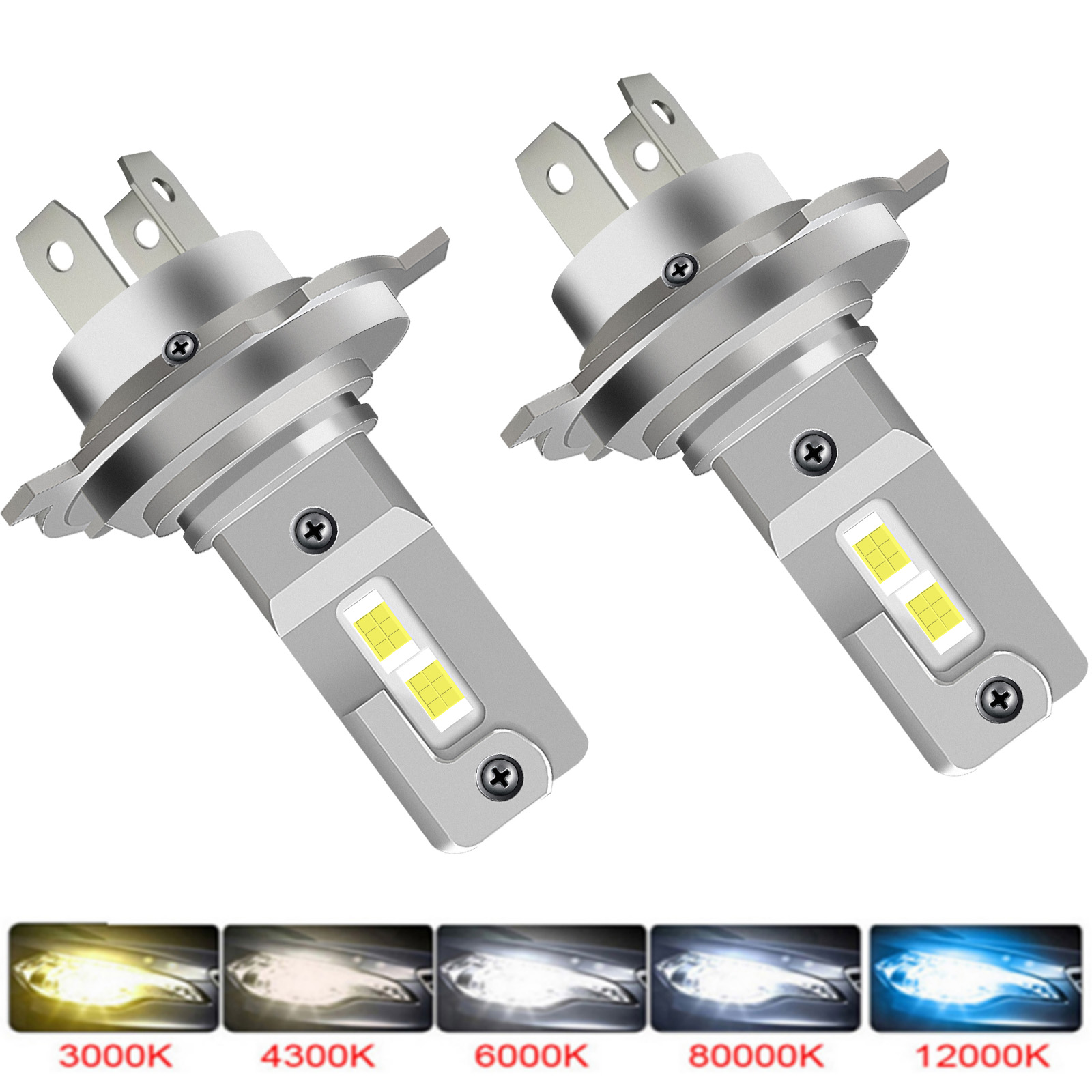 2 шт. 30000LM H4 9003 H7 свето – обзор и цена Led Headlight H4 Hi Lo 120W