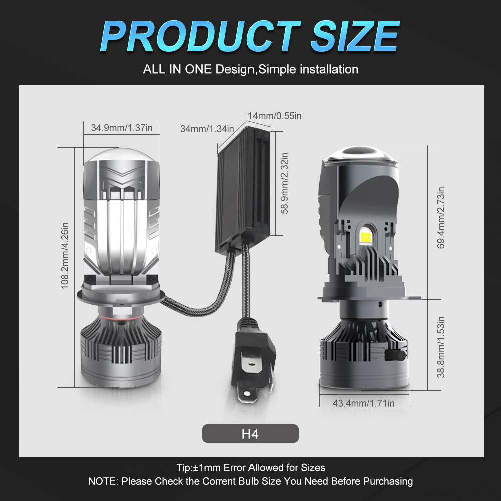Большая линза H4 Светодиодная  – обзор и цена Led Headlight H4 Hi Lo 120W