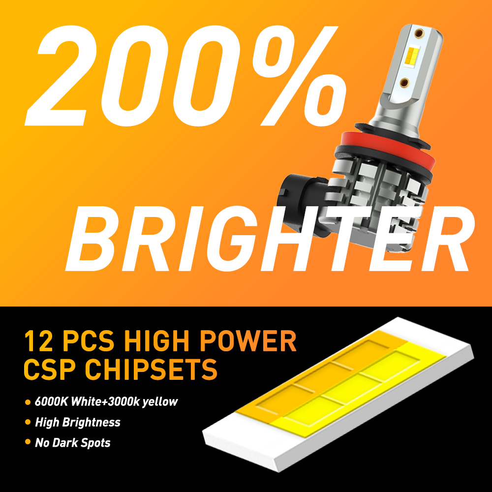 AUXITO 2шт L6 LED H8 H11 Желты – обзор и цена Led Fog Light H11 3000K Yellow