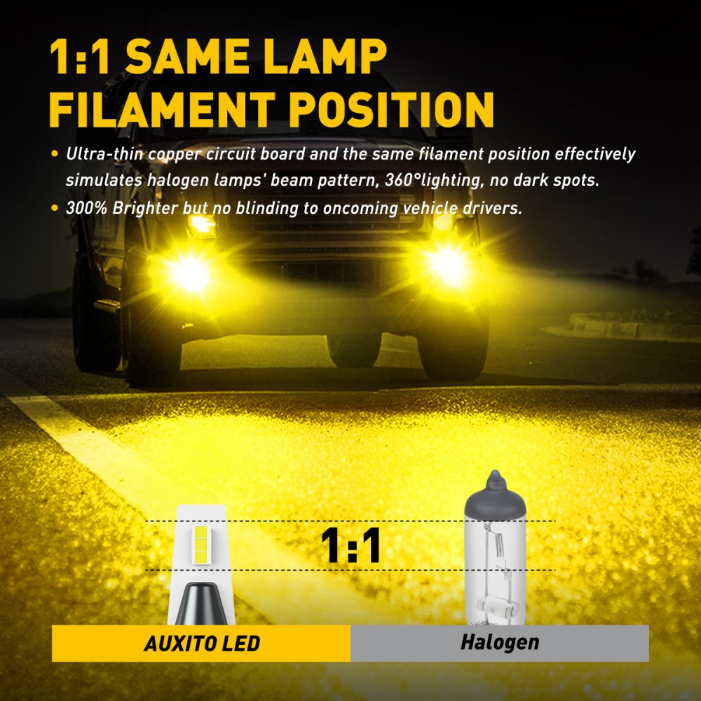 AUXITO 2 шт. H11 H8 Светодиодн – обзор и цена Led Fog Light H11 3000K Yellow