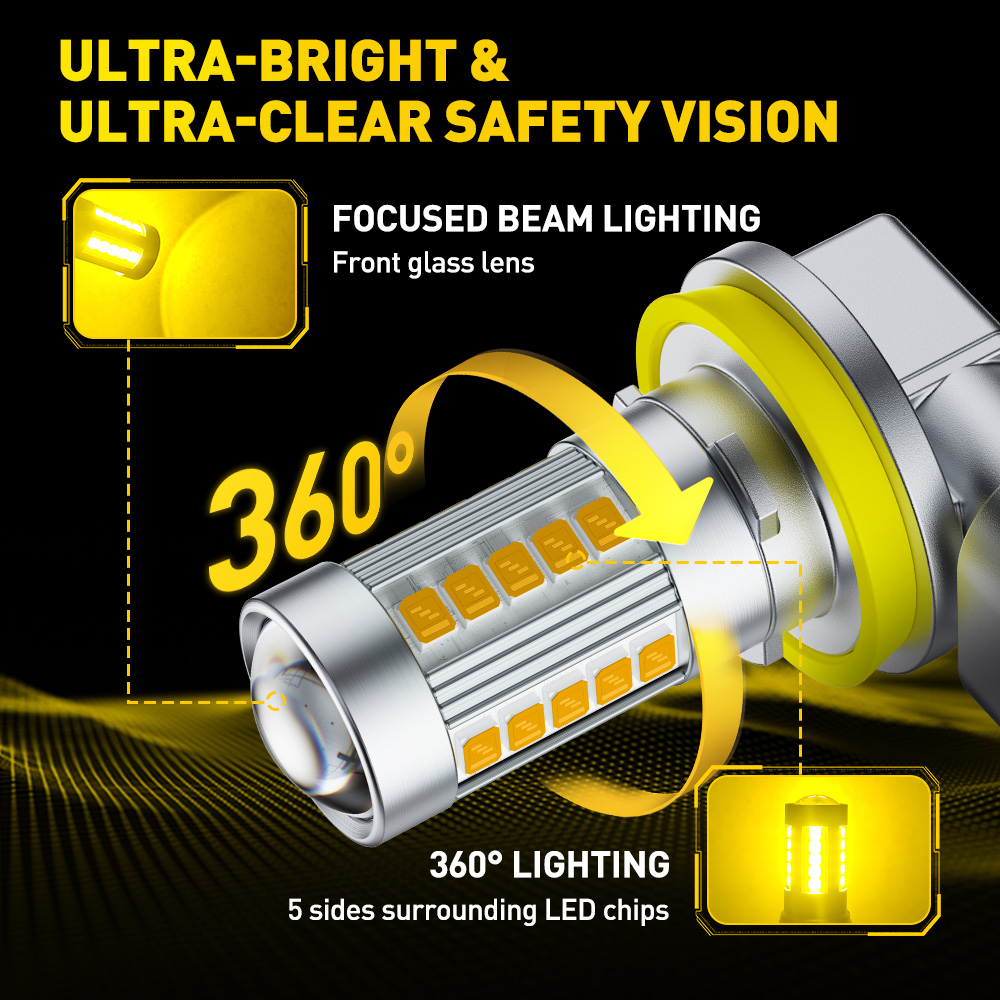 AUXITO 6G27 Противотуманные фа – обзор и цена Led Fog Light H11 3000K Yellow
